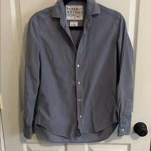 Frank and Eileen Baby Cord button up shirt in dusty blue XXS